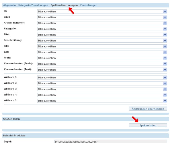 CSV Spalten